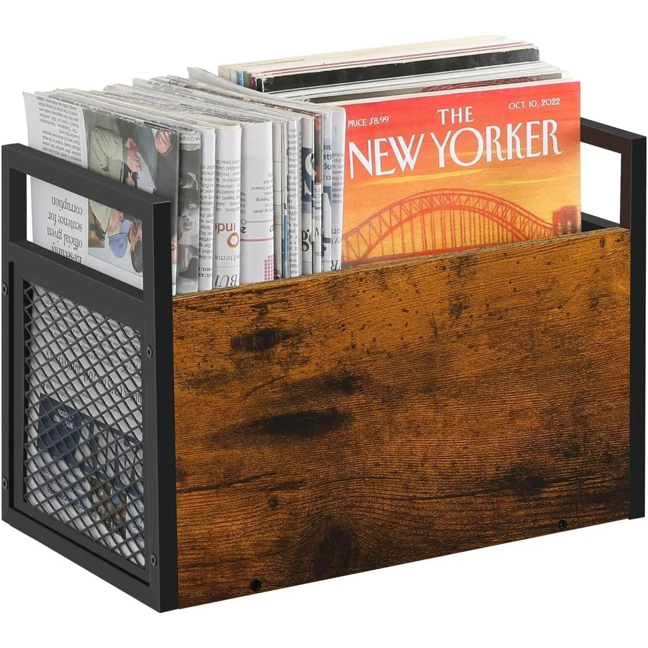 YINMIT Magazine Rack, Freestanding Floor & Desktop Magazine Holder Storage Basket for Home Office, Organizer for Letters, Magazines, Books, Newspapers