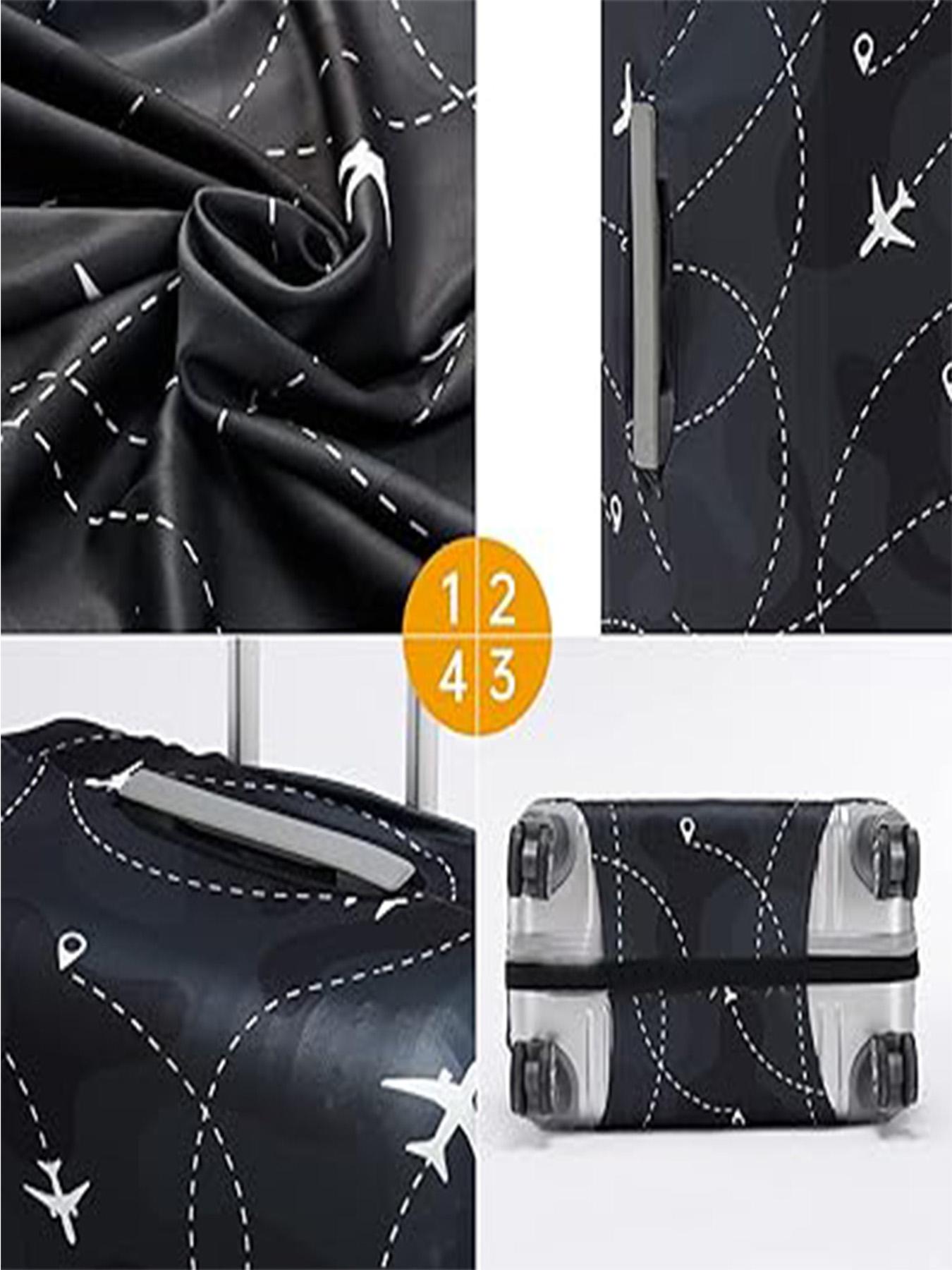 Floral & Letter Pattern Luggage Cover, Stretch Luggage Protector, Baggage Dust Case Cover, Travel Organizer for 18-32 Inch Suitcase