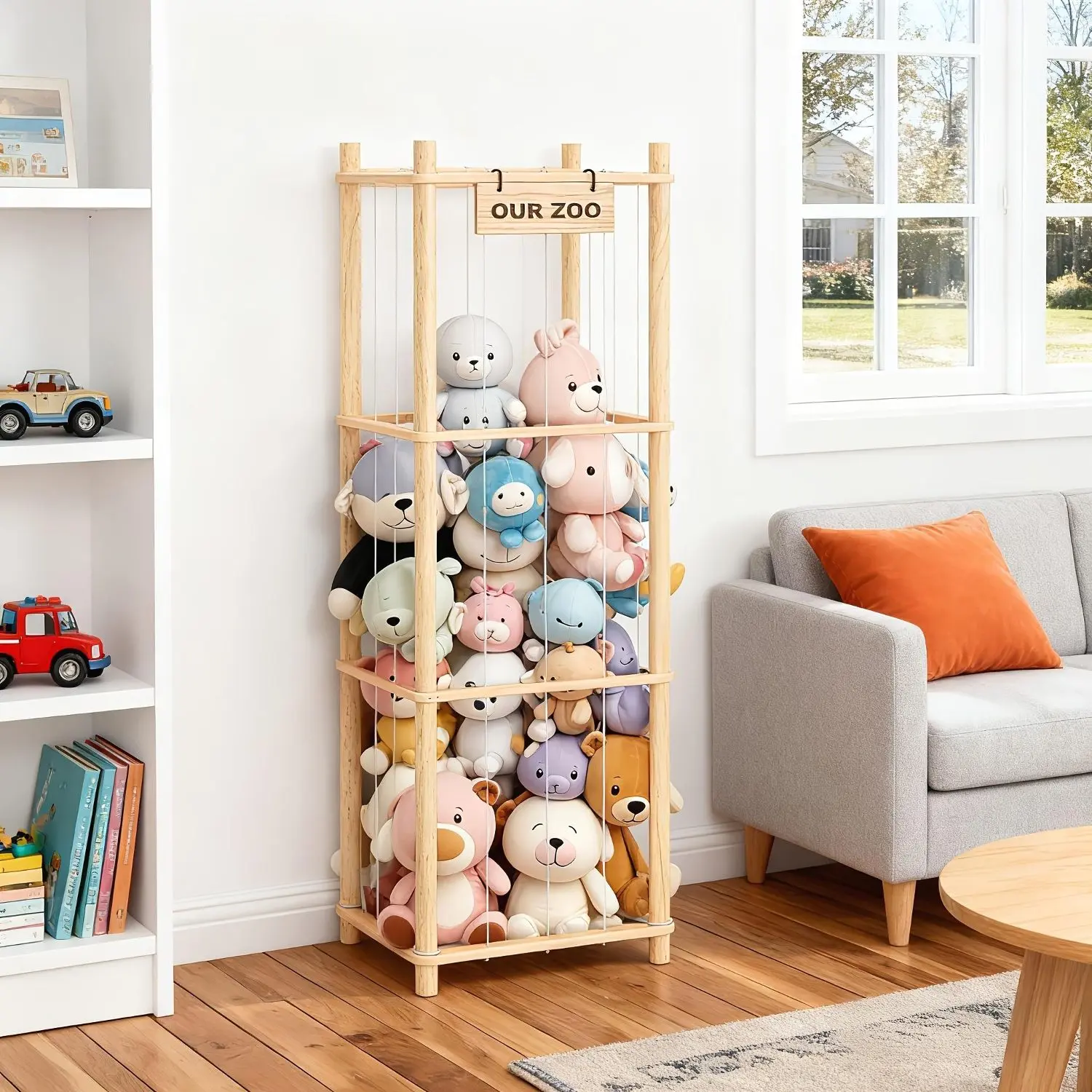Spacious Doll Storage Shelf, Wooden Organizer, Easy Assembly, Space-Efficient, Elegant And Easy, Ideal for Game Rooms, Bedrooms, And Living Areas