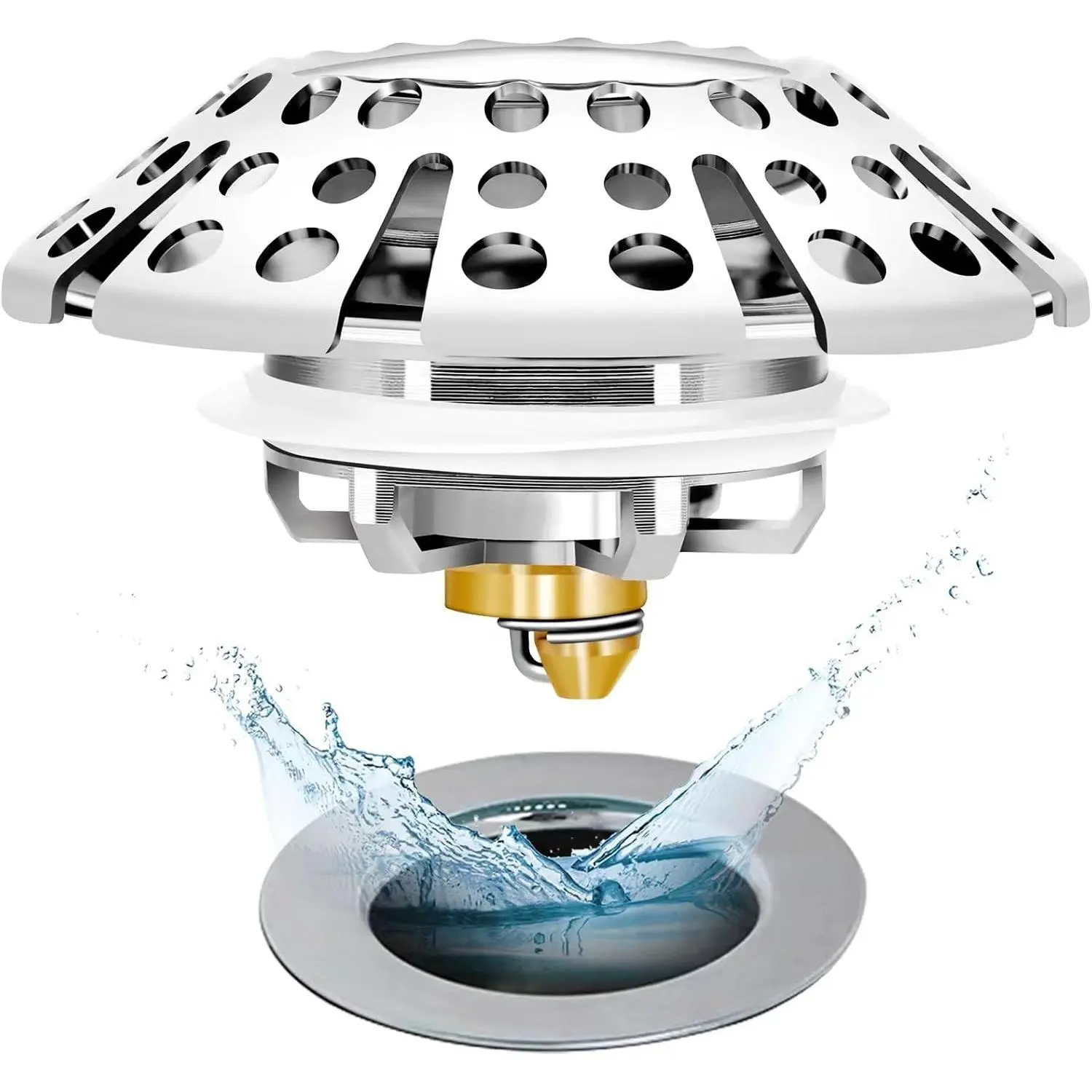 Bathtub Drain Stopper, Pop Up Tub Stopper with Hair Catcher, Bathtub Plug and Cover with Strainer,  for 1.5 to 1.8in Tub Drain