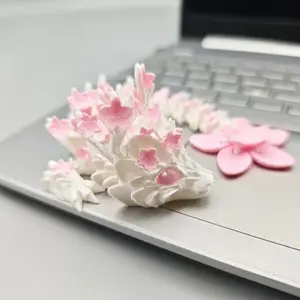 3D Printed Articulated Dragon Figurine | Movable Joints & Cherry Blossom Design | Unique Desk Decor & Gift