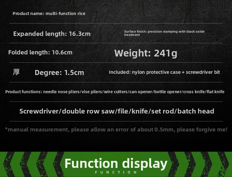 Multi - Function Stainless Steel Black Oxide Folding Pliers Screwdriver Set Telescopic Outdoor Emergency Tool