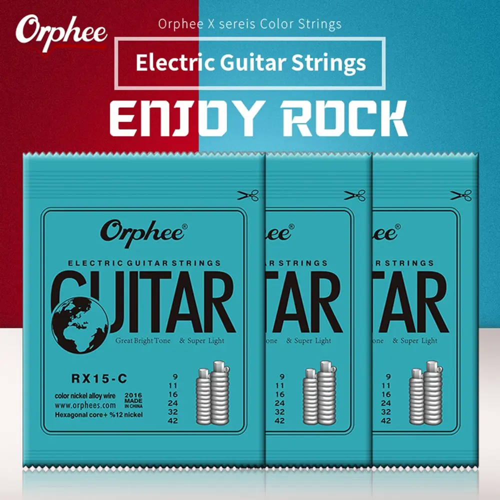 Aurora Rx15c X Series Colorful Electric Guitar Strings, Rust-Resistant Alloy, Clear Sound, Durable, Ideal for Stage, Practice, Band Play