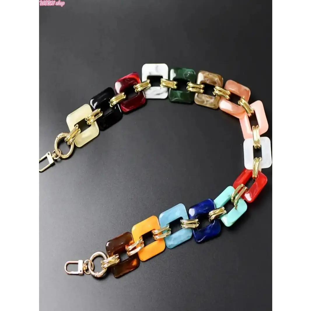 (SummerWins)Multi-functional mobile phone shell chain, Bag chain, Bag DIY portable chain, acrylic multi-shape mixed gold, high-quality chain, Fashionable Chain Strap, Fashion Chain Strap, Bag Accessories