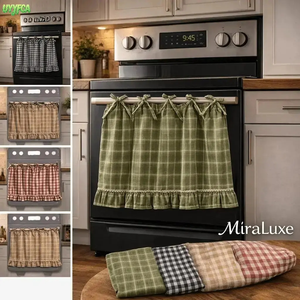 Farmhouse Gingham Cabinet Skirt with Ruffle Detailing, Soft Cloth Decorative Cover for Kitchens, Easy DIY Installation, Rustic, Easy Diy Setup, Diy Friendly, Hides Mess