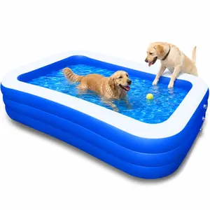 [2026 Upgraded] Extra Tough Dog Pool, 71" 120" Thickened Collapsible Pet Bath Tub, Non-Slip Hard Plastic Dog Swimming Pool for Large Dogs, Backyard Summer Water Party Play Grove