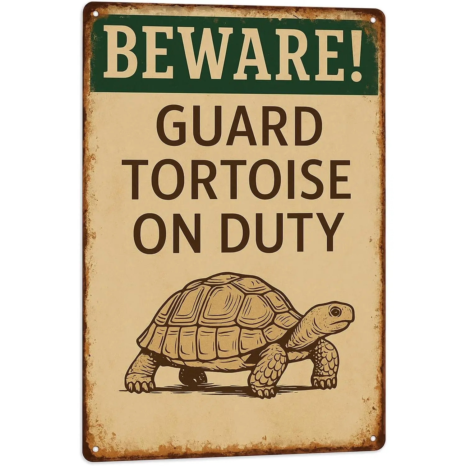 Funny Tortoise Metal Sign, Vintage Turtle Tin Sign Wall Decor for Garden, Patio & Outdoor Spaces, Cute Reptile Theme Decoration, 8" x 12"  Metal   Wall     art decor decorative plaque