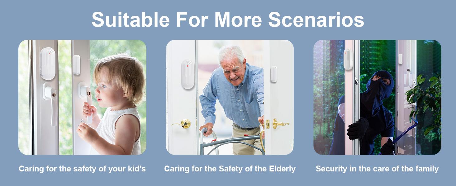 Door Chime,SanJie Wireless Door Sensor Chime When Door Opens,Door Entry Alarm Chime for Business/Home/Kids,500 FT Range,26 Chimes 5 Adjustable Volume, 2 Sensors + 1 Receivers