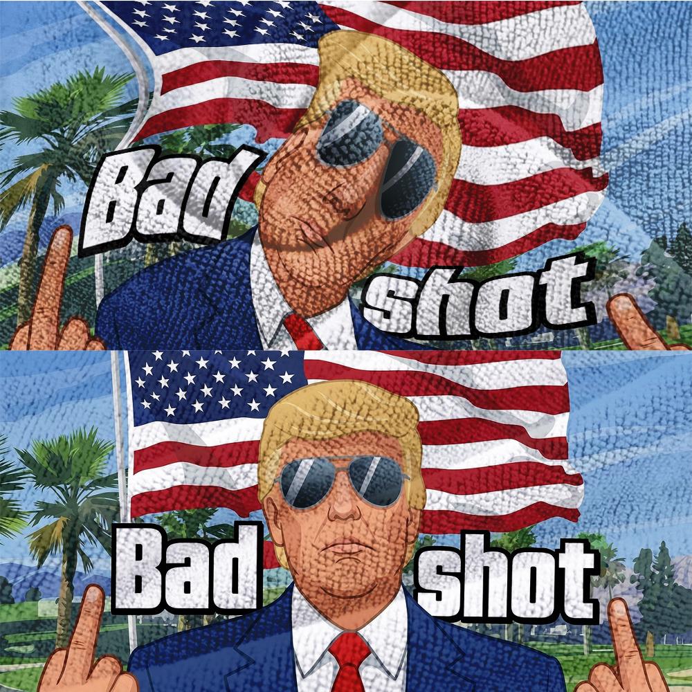 Curves & Clubs Trump Golf Towel| Trump 100 Dollar Bill Towel| American Towel| Funny Golf Towel| Golf Bag Accessory With Clip| Golf Towels For Golf Bags (Bad Shot)