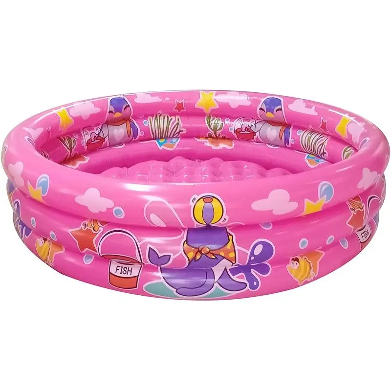 3 Rings Kiddie Pool, 48"X12", Kids Swimming Pool, Inflatable Baby Ball Pit Pool, Small Infant Pool (Pink)