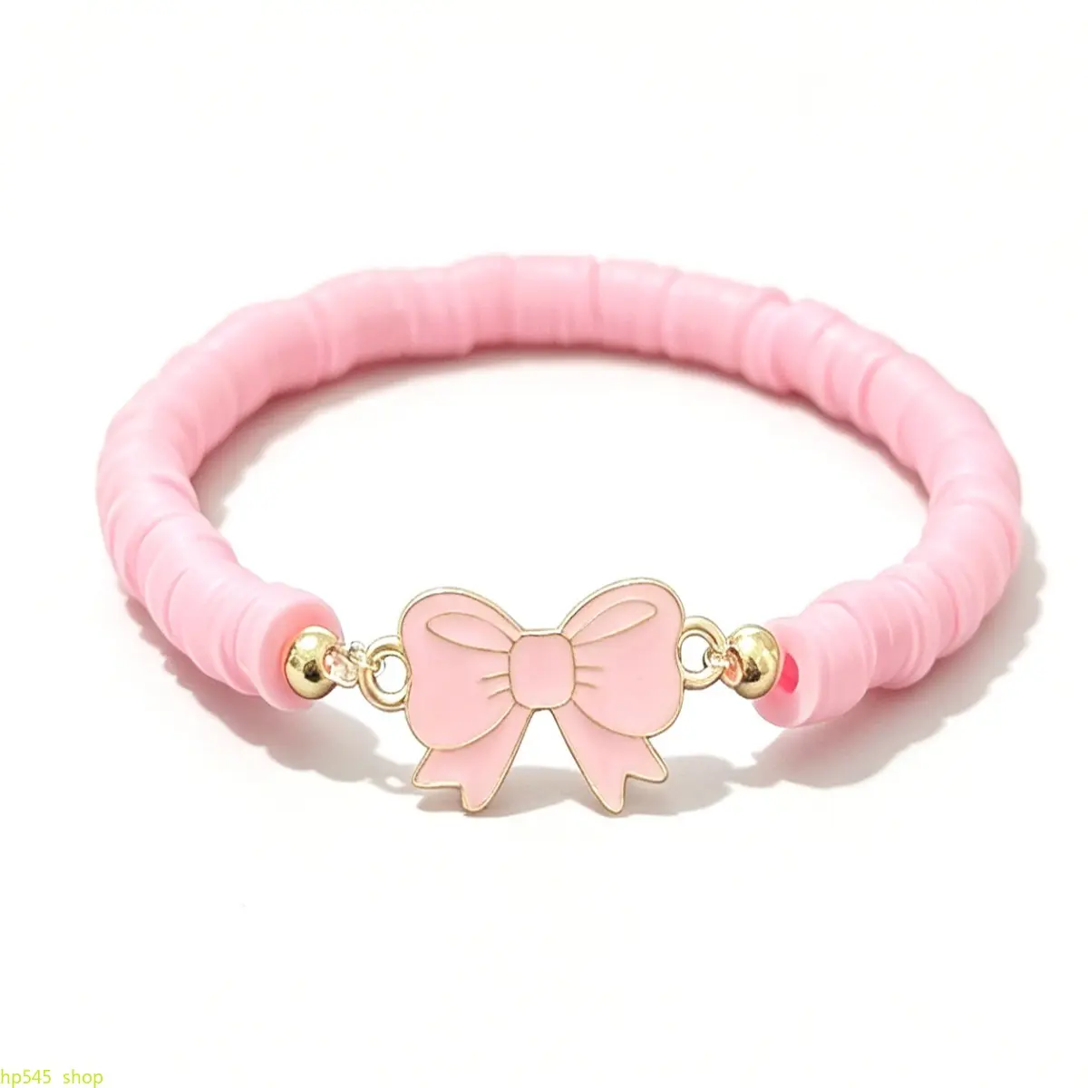 Women's Stacked Bracelets Set, 6-Piece Multicolor Polymer Clay & Alloy Beaded Arm Candy with Bow Charm for Bracelet Stacking