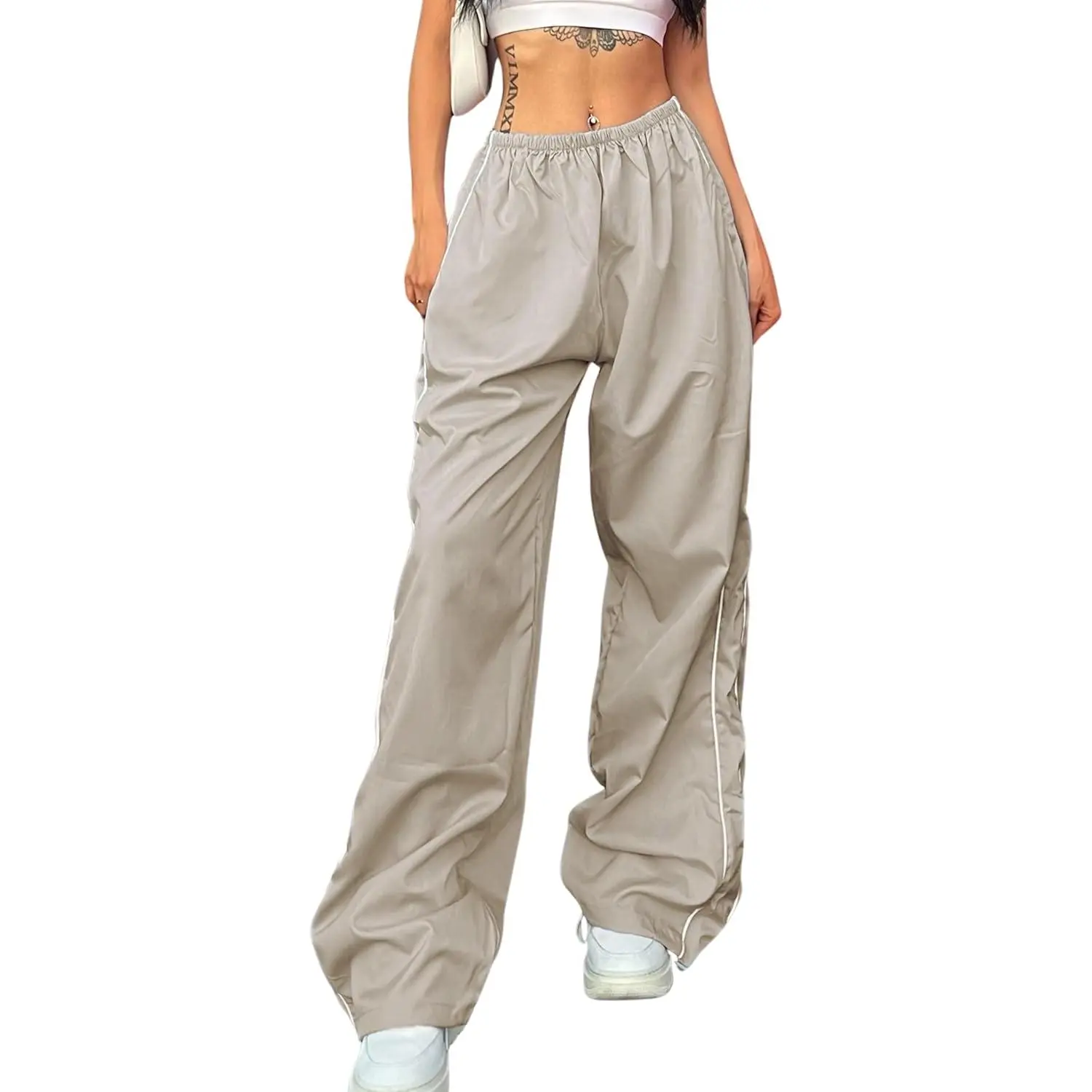 Women's Parachute Pants Baggy Elasitc Waist Relaxed K Pant Trousers