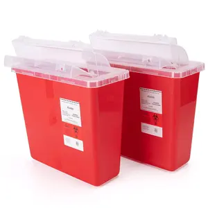 Sharps Container for Home and Professional Use 5 Quart (2 Pack), Biohazard Needle and Syringe Disposal, Mailbox Style Lid, Medical Grade