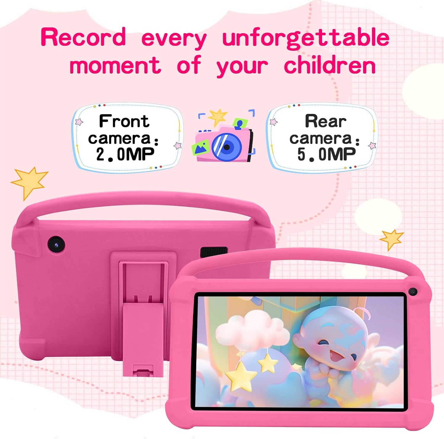 Tablet 7 inch for Boys Girls, Android Tablets for 4GB RAM 32GB ROM Toddler Tablet WIFI Bluetooth Safety Eye IPS Screen Parental Control, Dual Camera Shockproof Case for Educational, Games.