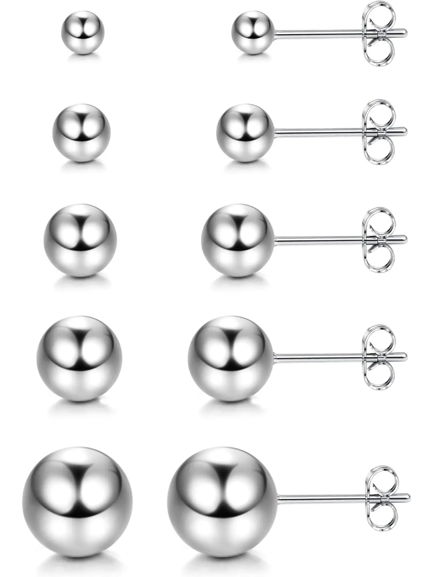 5Pairs Unisex G23 Pure Titanium Cartilage Stud Earring Bundle, High Polished 20G Tiny Round Ball & CZ Tragus Studs Piercing Jewelry For Sensitive Ears Women Men Body Piercing Jewelry