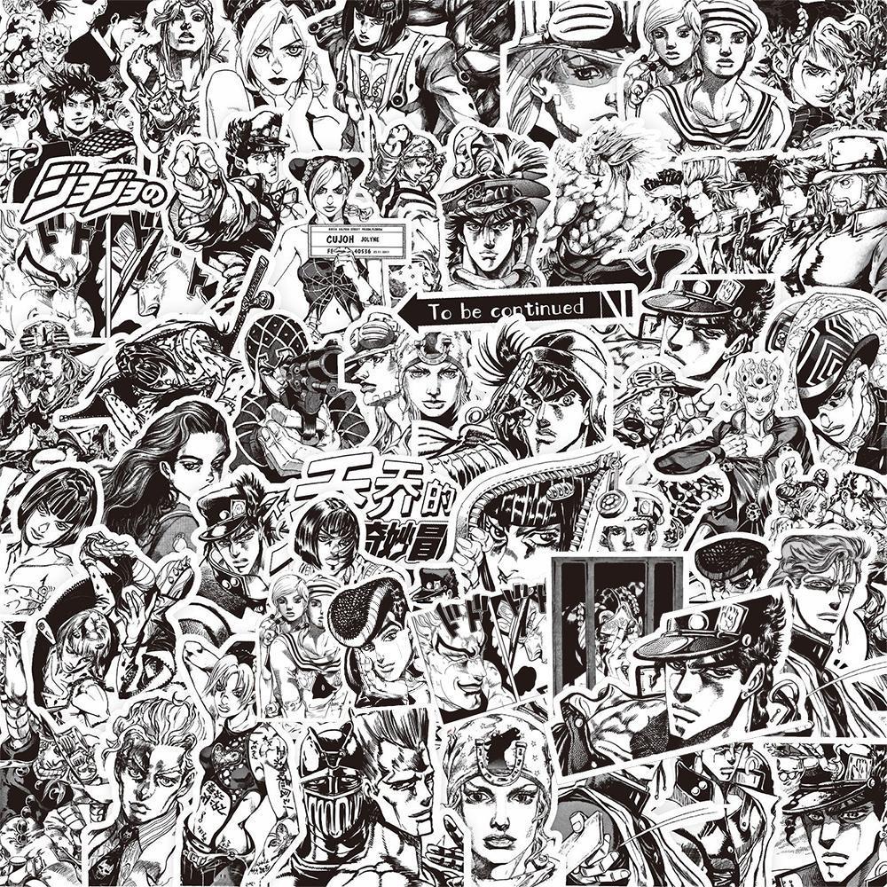 10/30/77pcs Black White Kujo Jotaro Stickers JoJo Bizarre Adventure ...
