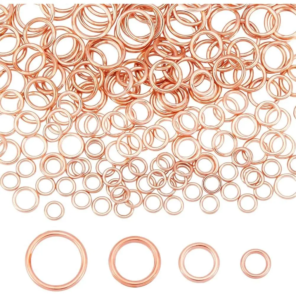 200 count Closed Jump Rings 4 Sizes Jump Rings Rose  Closed O Rings 16~18 Gauge O Ring Connectors for  Choker Earring Necklaces Bracelet  Making, 6/8/10/12mm