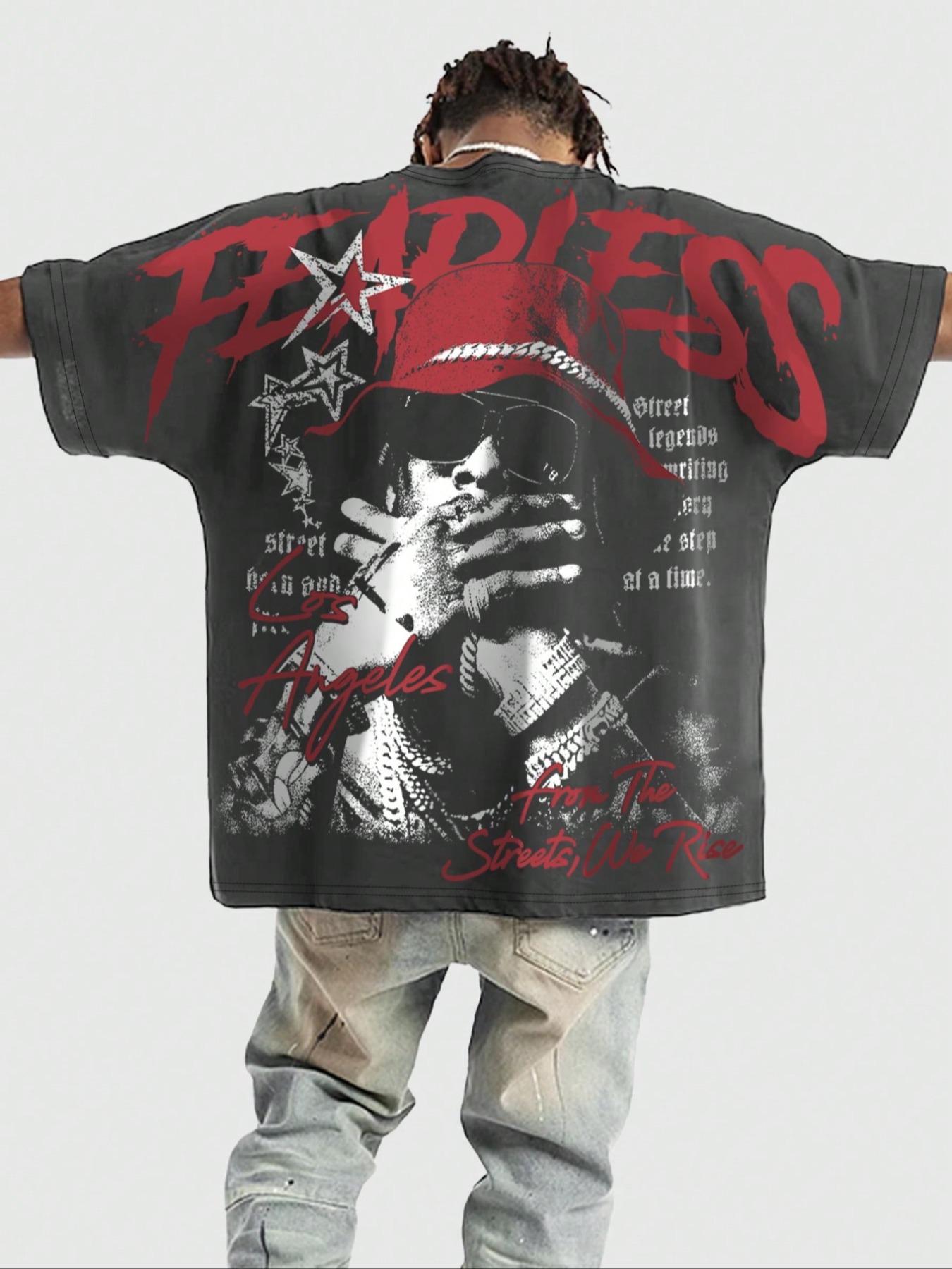 Men's Regular Fit Skeleton & Letter Print Round Neck Tee, Casual Short Sleeve Crew Neck T-Shirt for Summer, Fashion Men's Top for Daily Wear, Tropical