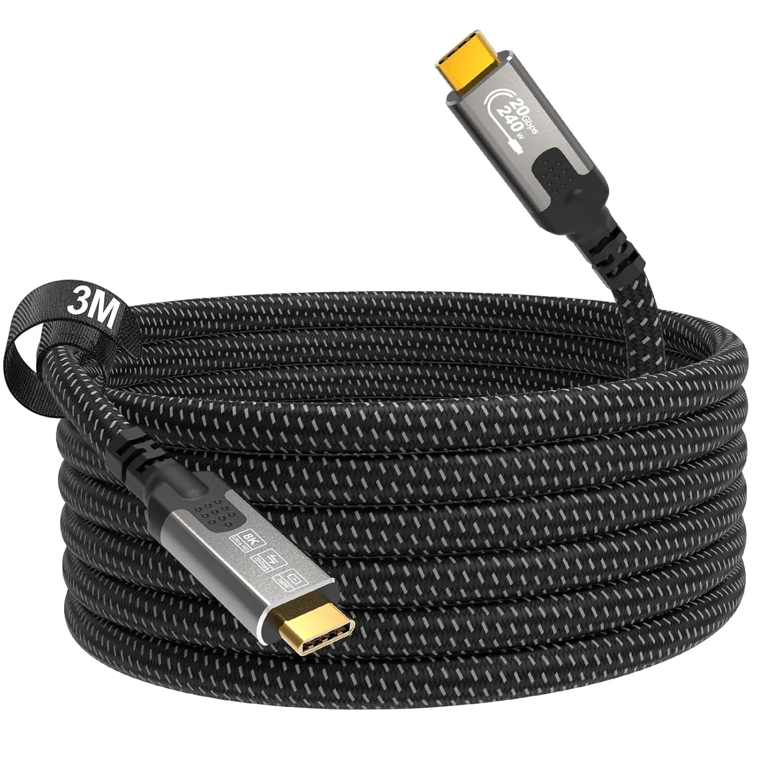 CABALPTOP usb c to usb c  10ft,3.2 Gen 2x2 ,4K@144Hz/60Hz,8K@30Hz Braided Type C ,20Gbps High Speed Data Transfer C to C   ,240W Ultra  Cord for  17 16Pro