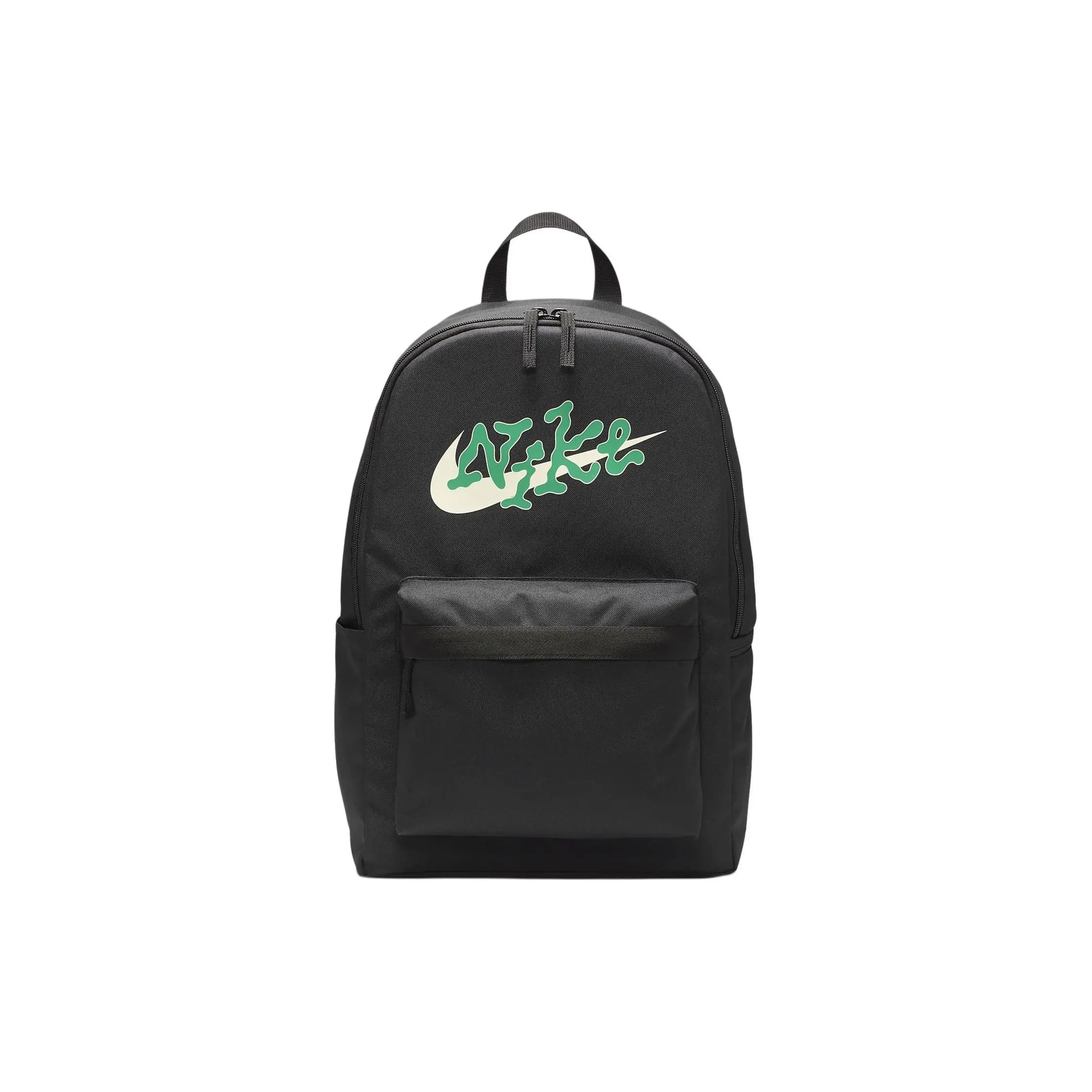 Nike Heritage Logo Printed Fabric Backpack for Men and Women – Classic Style in Black and Stadium Green