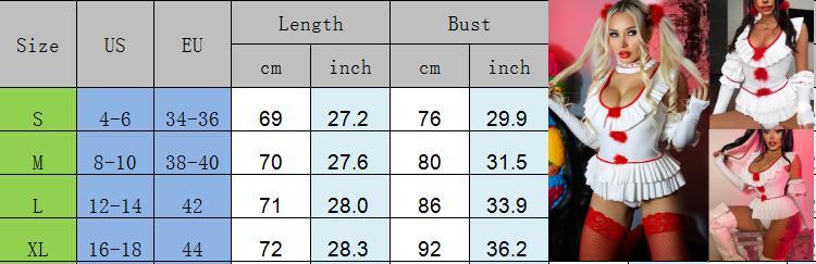 Womens Carnival Halloween Clown Costume Killer Circus Playsuit Lolita Tiered Peplum Bottom Scary Clown Sets