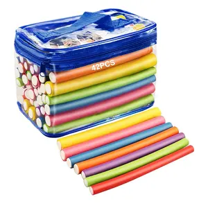 42-Piece Elastic Hair Rollers Set, Random Colors, Flexible Curling Rods, Foam Curler Kit, Women's Gift, Perfect for Holidays