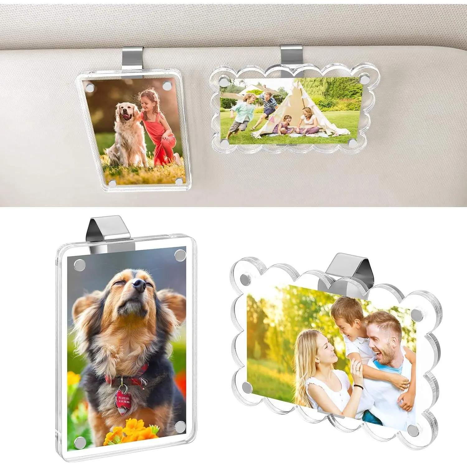 Picture Holder, Visor Photo Holder,   Photo Clip | Clear, Horizontal & Vertical,  Visor Photo Clip, Personalized  Picture Frame, for Adding Family, Personal, Pets Photos