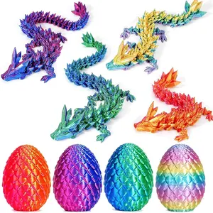 JOD® 4PCS 3D Printed Dragon Eggs with Dragon Inside – Articulated Fidget Toys, Easter Dragon Eggs, Mystery Surprise Easter Eggs for Kids, 3D Printed, Home Decor and Gift Set(B)