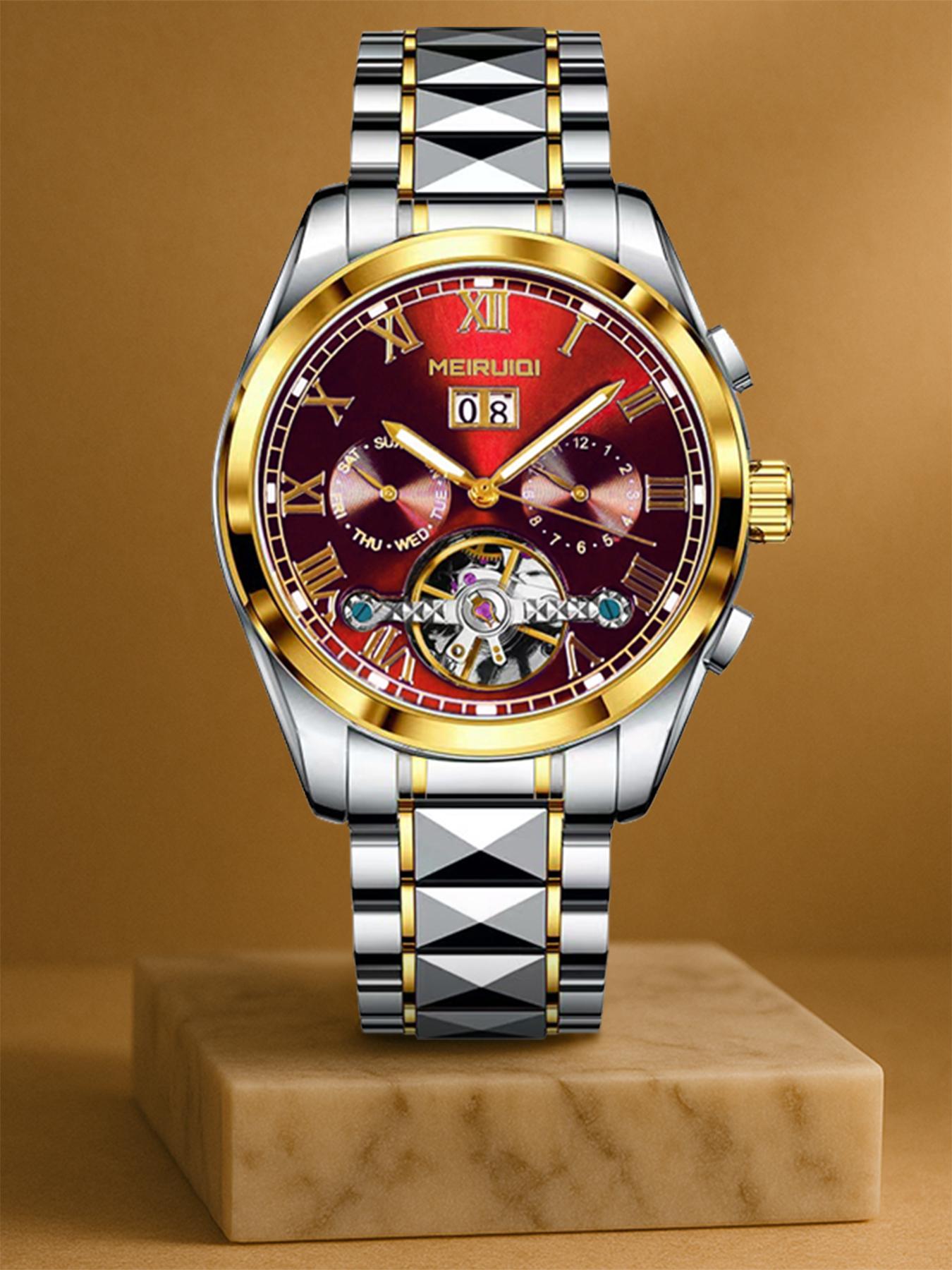 A Men's 2025 New Waterproof Luminous Hollow Advanced Multi functional Fully Automatic Mechanical Watch Luminous Fashionable Watch High End Watch