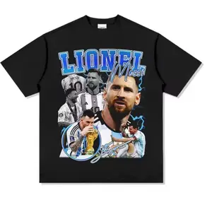 Messi 2022 Argentina Men's Cotton Tshirt Football Jersey Champion Commemorative Shirt Summer Unisex Oversized Short Sleeve Top