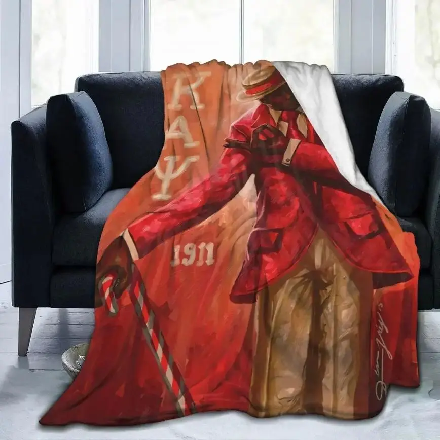 Kappa Alpha Psi KAP Fraternity 3D Print Flannel Blanket - Red, White, Crimson, Cream, Soft, Cozy, Warm, Decorative Throw for Bedroom, Greek Life Member Gift
