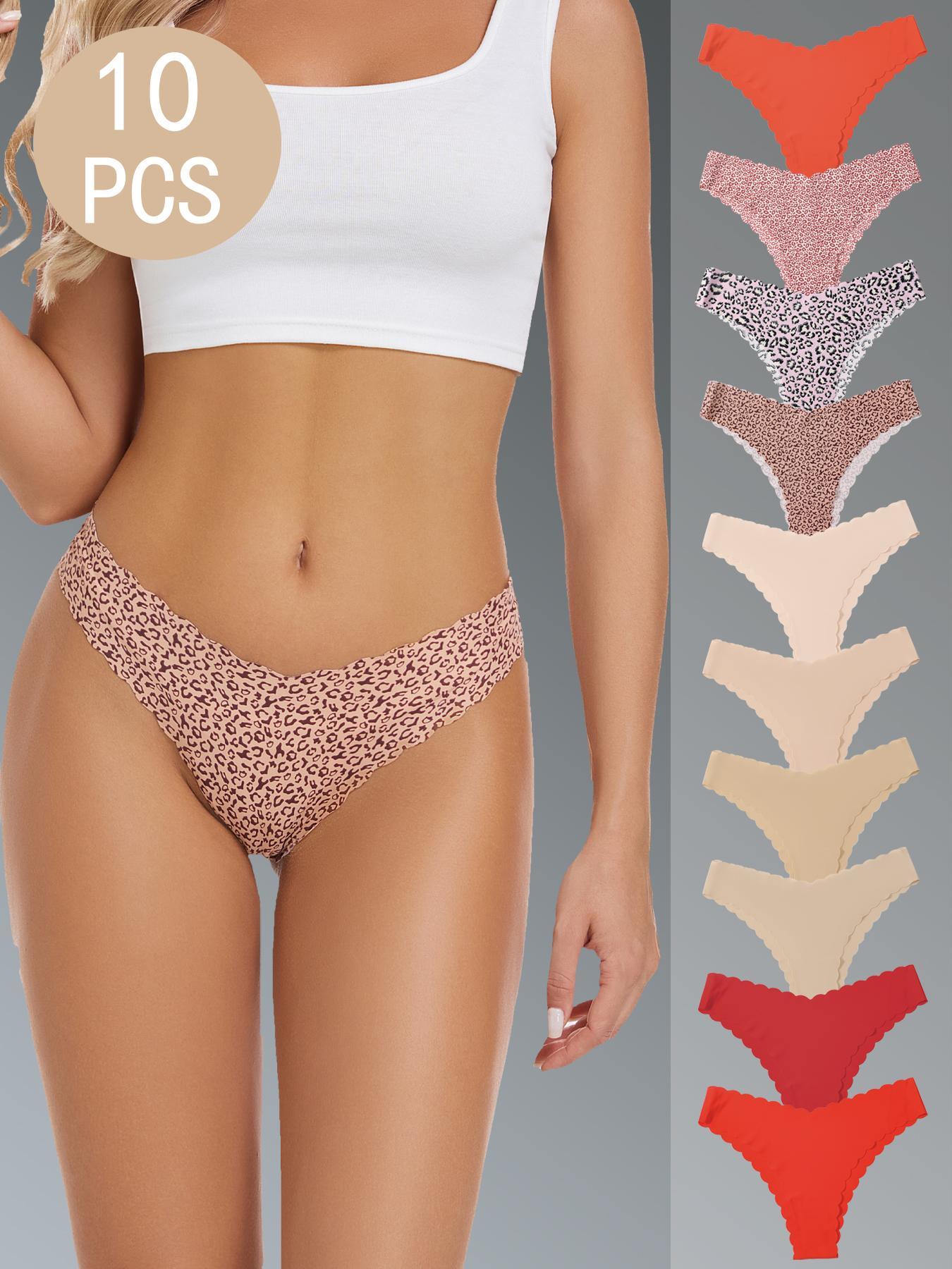 Women's 4/5/6/7/8/10-Piece Underwear Set, Leopard & Floral Prints, Fitted Breathable and Comfortable Design, All-Season Wear