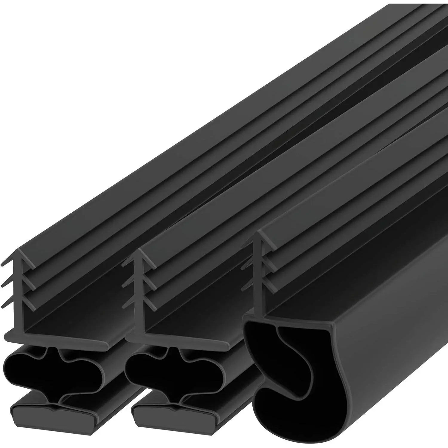 TMH  Weather Stripping Door Seal for Metal Doors - Kerf Door Seal Kit, 36" x 84" - Black Weather Stripping for Doors.