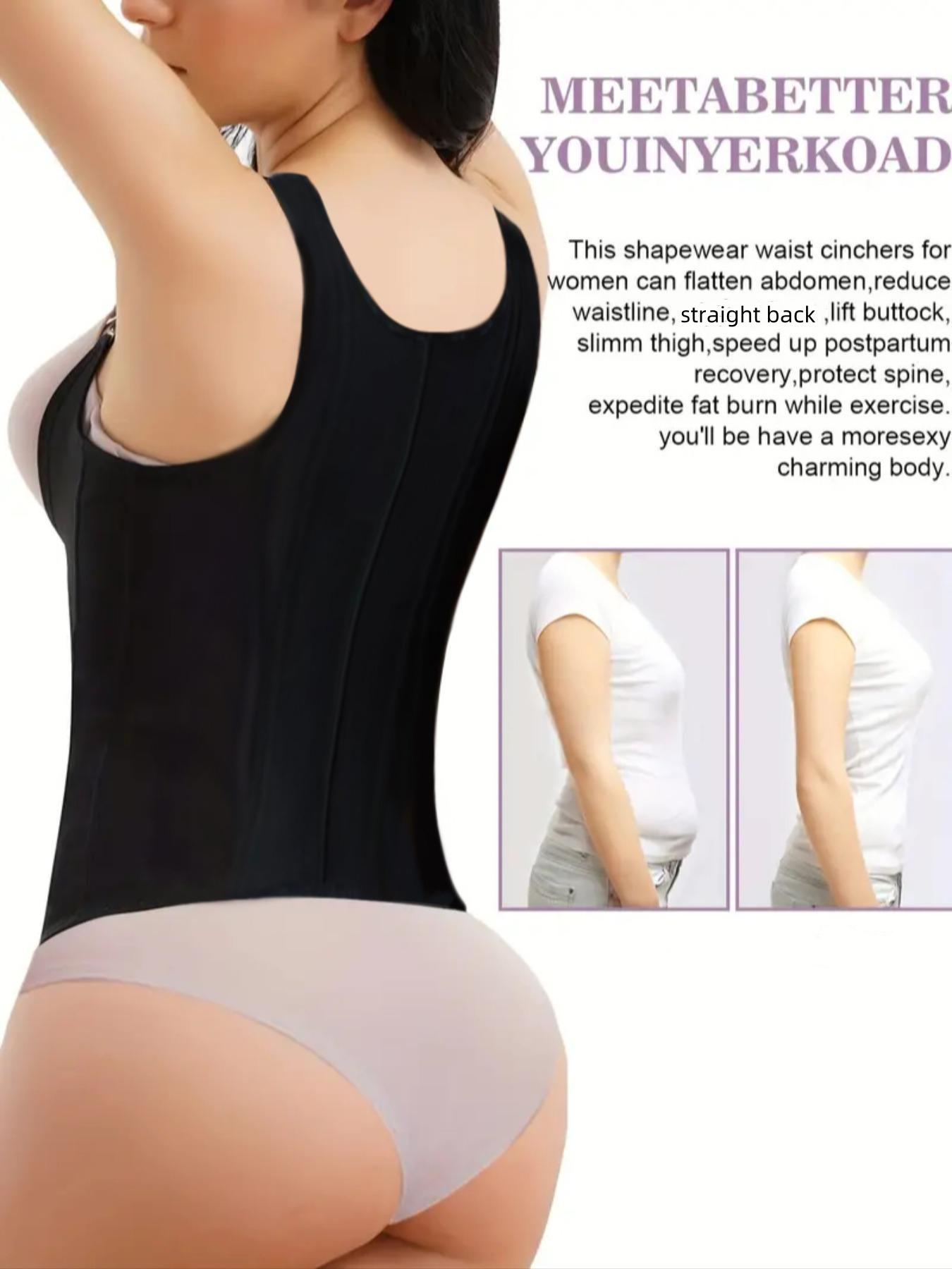 Women's Adjustable Hook & Eye Closure Zipper Front High Compression Shapewear Top, Open Bust Tummy Control Corset, Compression Waist Shaper, Ladies Shapewear for All Seasons