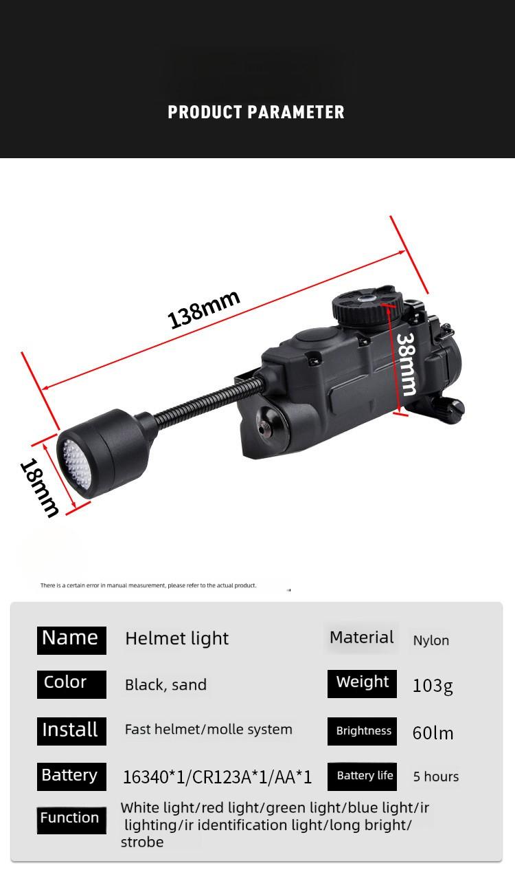 5 in 1 Outdoor Helmet Light with Mount,Red/Green/Blue/White/IR LED Task Signal Light,Include ARC Guide Rails,Webbing Clips,Magic Stickers,Fits for Helmet & MOLLE Belt System Mounting
