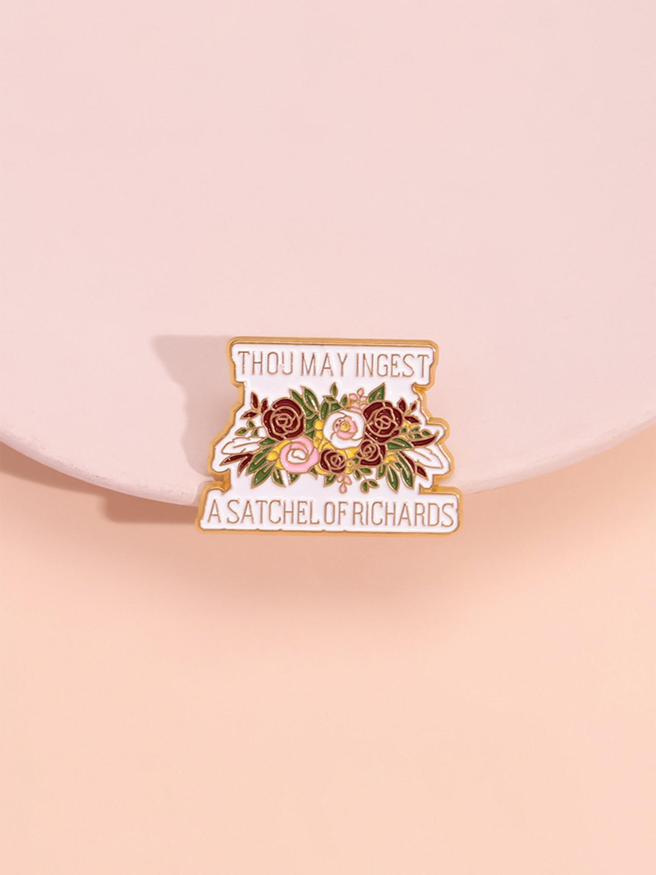 Vintage Letter & Floral Design Brooch, Hat Pins, Flower Brooch Pin, Bouquet Daisy Pin, Durable Metal Pins, Cute Clothes Badge for Women & Men, Enamel Pin Suitable for Backpacks, Jeans, Scarves, Hats Decoration