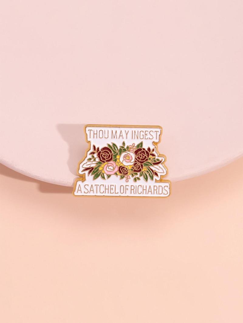 Vintage Letter & Floral Design Brooch, Hat Pins, Flower Brooch Pin, Bouquet Daisy Pin, Durable Metal Pins, Cute Clothes Badge for Women & Men, Enamel Pin Suitable for Backpacks, Jeans, Scarves, Hats Decoration