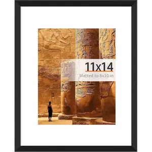 11x14 Black Picture Frame, Display Pictures 8x10 with Mat or 11x14 Without Mat, Wall or Tabletop Display with Stand, 1 Pack
