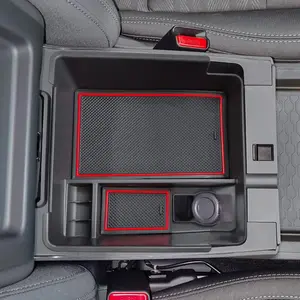 TACORBO Center Console Organizer Compatible with  Frontier 2022-2023 2024 2025 2026 Accessories, Pickup  Armrest Secondary Storage Box ABS Insert Glove Box Tray, Red Trim