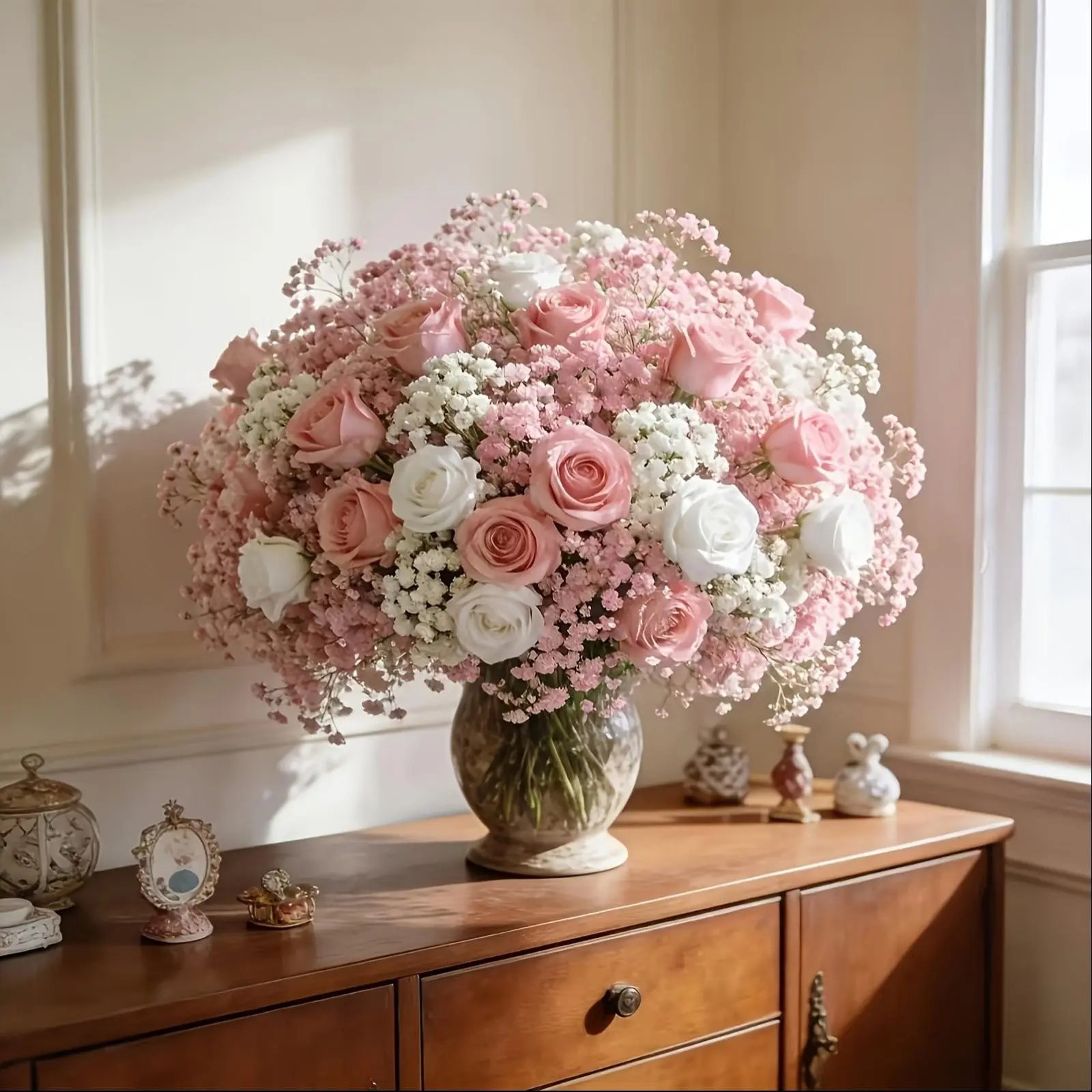 Bridal Handheld Bouquet, Realistic Flower Bridesmaid Bouquet, Star Gazer Artificial Rose Bouquet, Wholesale Fake Flowers