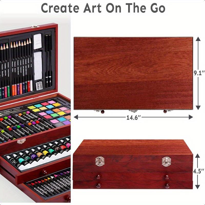 175pcs Deluxe Art Set with 2 Drawing Pads Acrylic Paints Crayons Colored Pencils Paint Set in Wooden Case Professional Art Kit Art Supplies for Adults Teens and Artist WoodMuse Plus 175pcs Deluxe Art Set with 2 Drawing Pads Acrylic Paints Crayons Colored Pencils Paint Set in Wooden Case Professional Art Kit Art Supplies for Adults Teens and Artist WoodMuse Plus