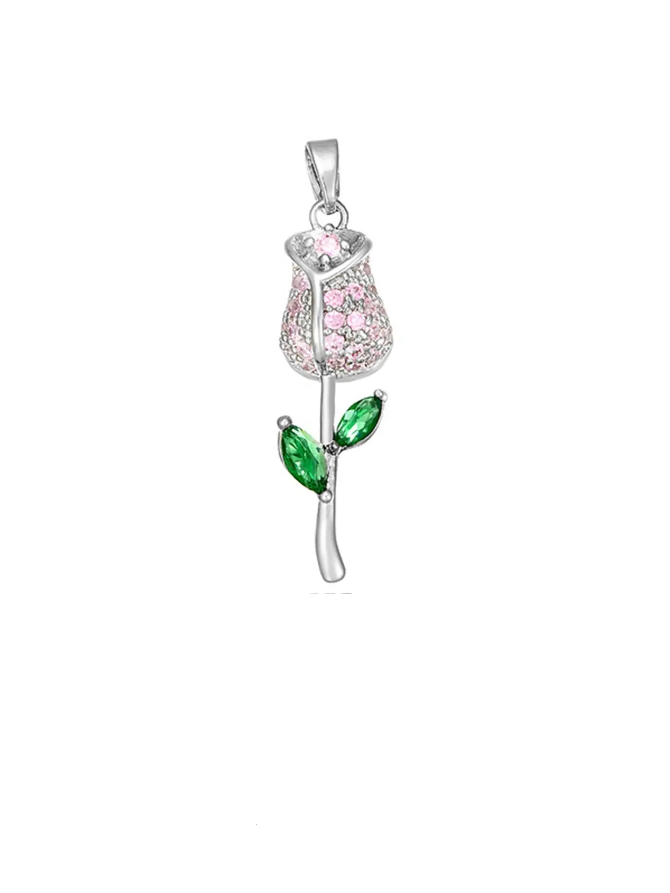 New Minimalist Cubic Zirconia Tulip Pendant, Copper Anti-Fade DIY Jewelry Charm, Fashion Unique Versatile Accessory for Women, Fall Winter Handmade Necklace Making
