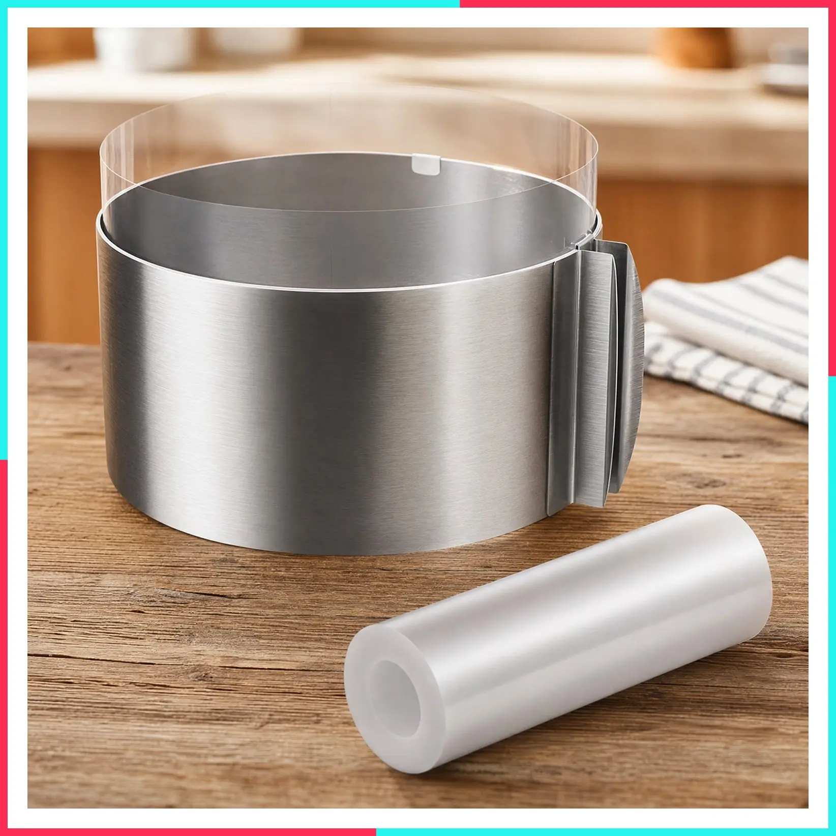 Adjustable Cake Ring and Collar Set, 6 to 12 Inch Mousse Mould