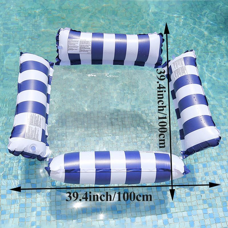 Inflatable Pool Hammock, Foldable Striped Floating Chair & Water Hammock Pool Float Lounge for Outdoor Swimming Pools (Without Pump) # GLOBAL PICKS