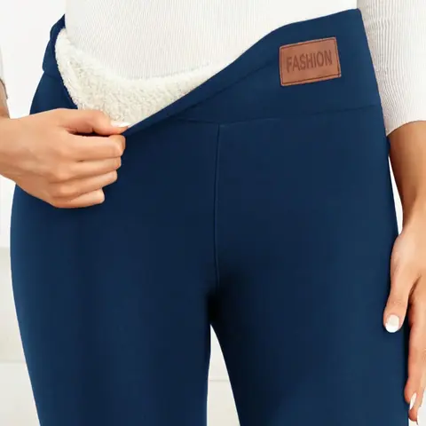 Women's Basic Letter Patched High Waist Thermal Lined Leggings, Casual Comfy Soft Warm Skinny Pants for Fall & Winter, Women's Bottoms for Daily Wear, Womenswear