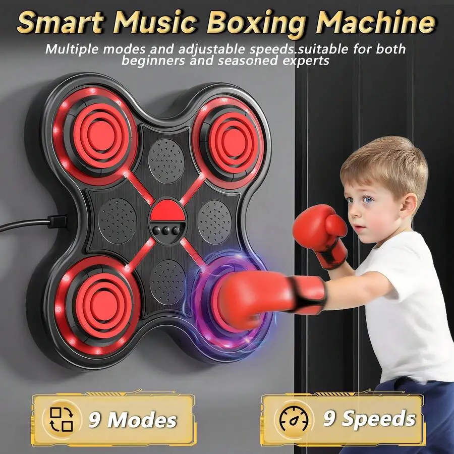 Music Boxing Machine, Interactive Punching Trainer With Boxing Gloves, Large Size Wall Mounted Electronic Boxing Target For Adult Kids, 9 Modes & 9 Speeds
