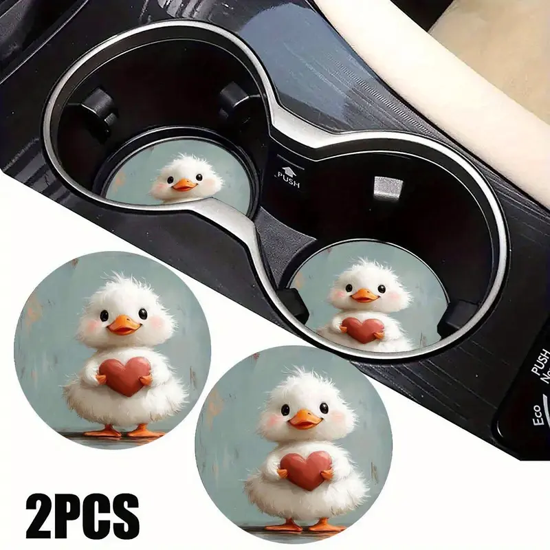 Set of 2 Adorable Duck Coasters Featuring a Heart Design, Perfect for Women'S Home Decor, Ideal As Christmas Presents for Loved Ones, Suitable for Dining Tables, Includes EVA Holder