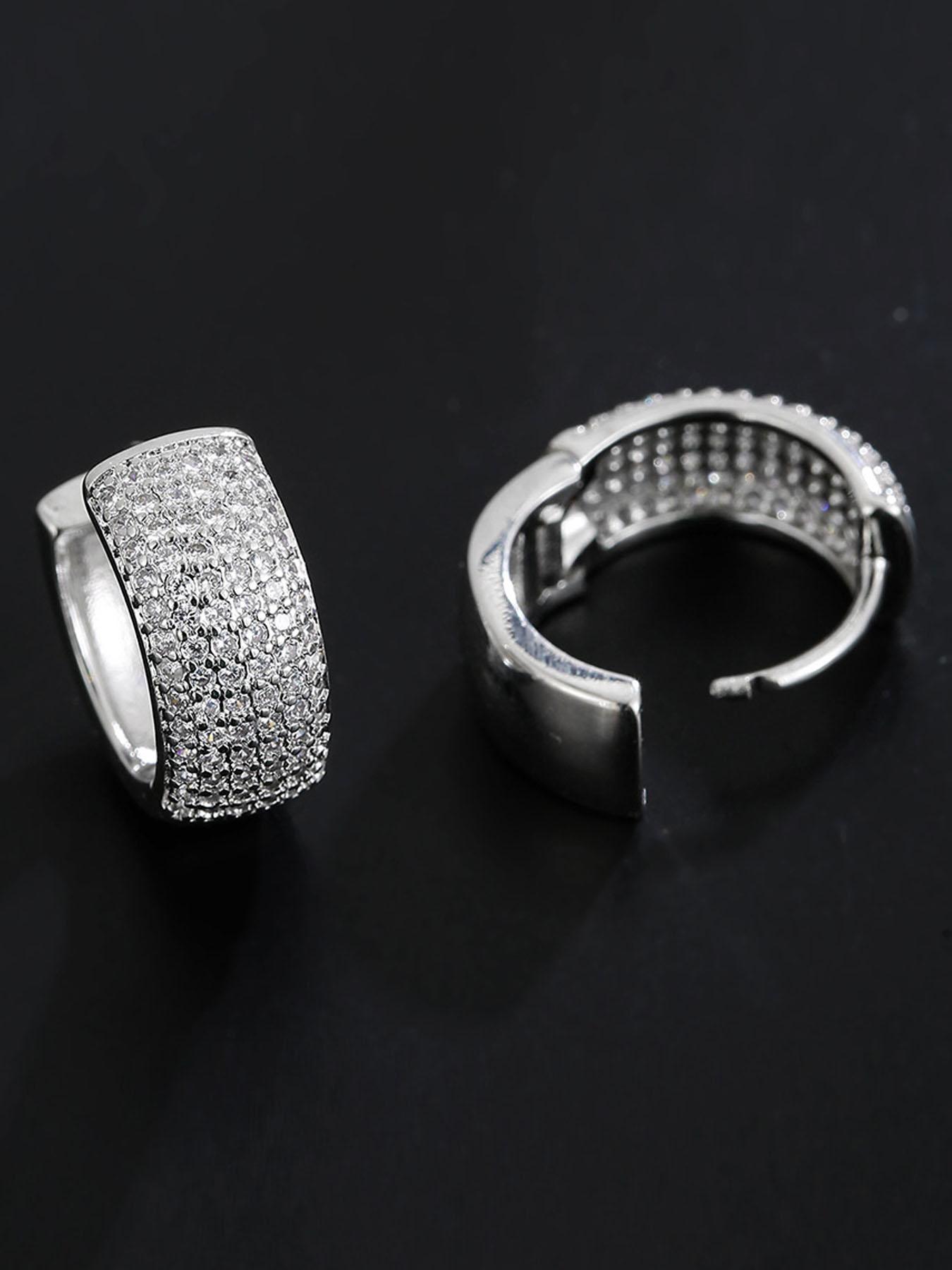 Rhinestone Decorated Hoop Earrings, Statement Earrings, Fashion Earrings, Versatile Earrings, Elegant Jewelry for Party, Daily Decor, Trendy All-match & Exquisite Jewelry for Birthday Gift, Jewelry Gifts