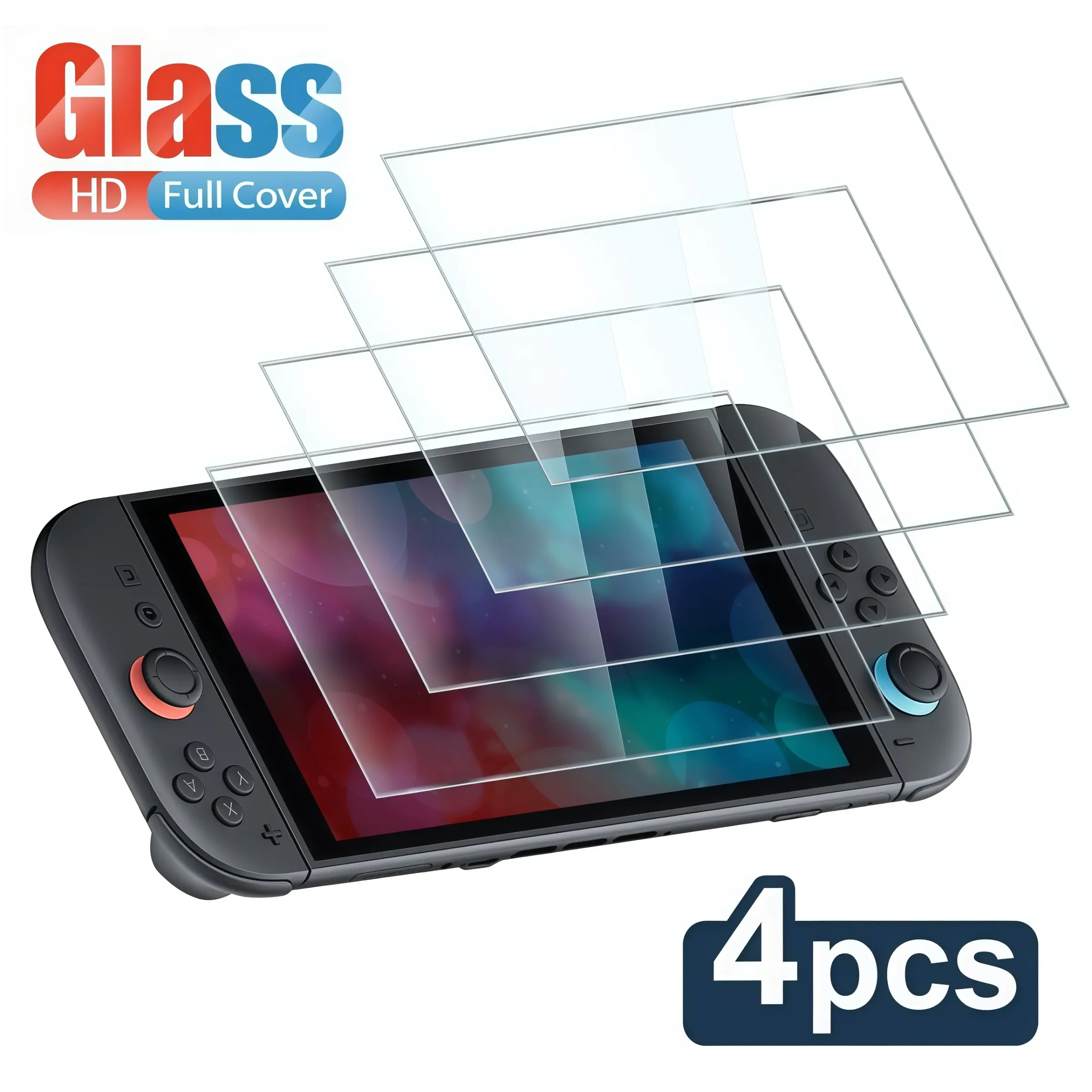 4-Pack Nintendo Switch 2 HD Tempered Glass Screen Protector, High Clarity, Eye Protection, Anti-Scratch, Anti-Fingerprint, Easy Installation