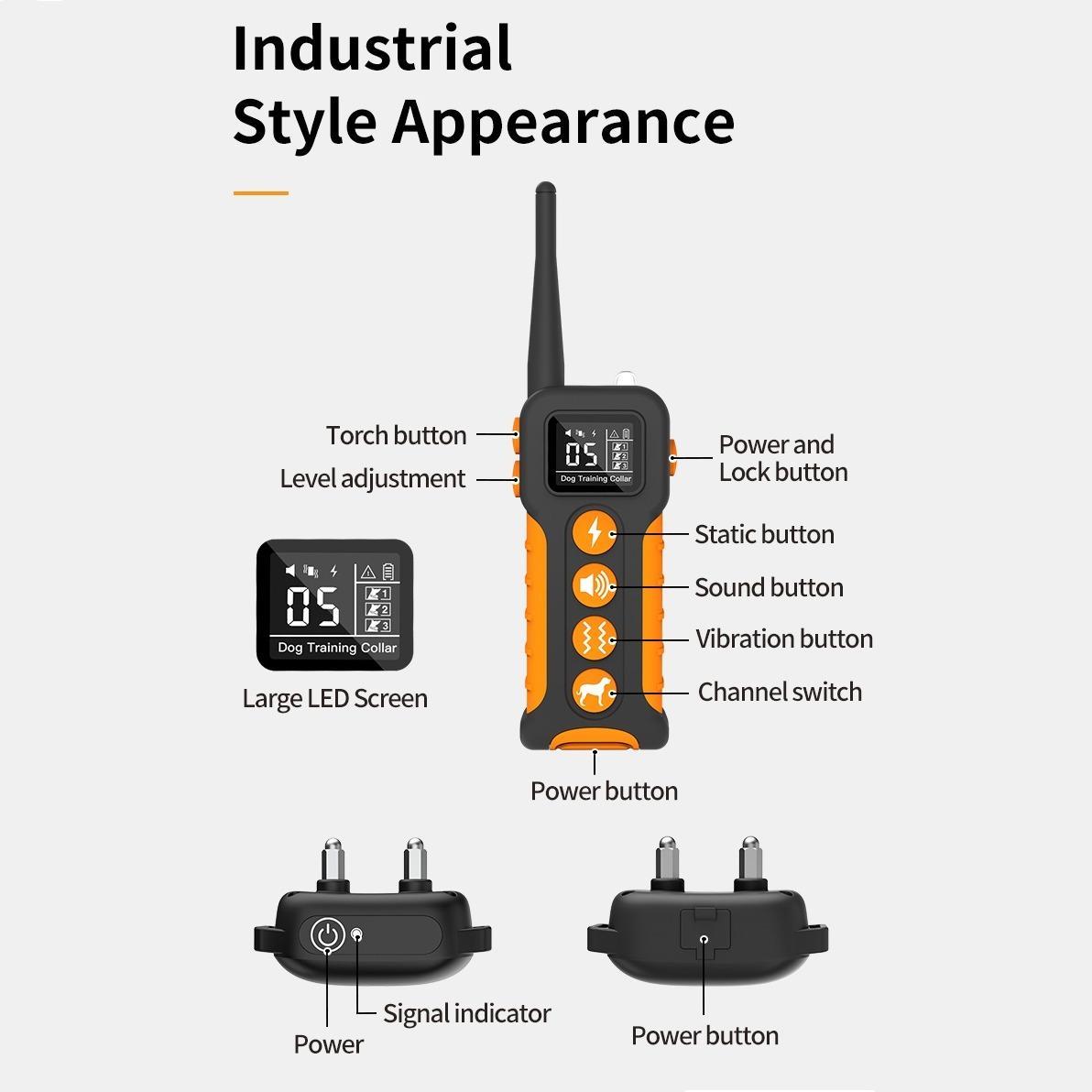 Dog Shock Collar with Remote and LED, 1 Box Waterproof Electric Collar with Beep, Vibration & Safe Shock, Training Collars for Small Medium Large Dogs